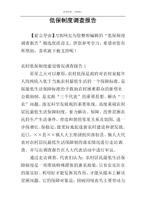低保制度调查报告