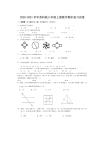 苏科版八年级上册数学期末复习试卷及参考答案