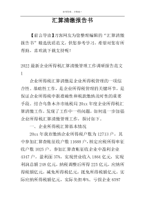 汇算清缴报告书