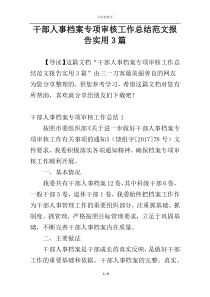 干部人事档案专项审核工作总结范文报告实用3篇
