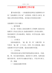 实验教师工作计划