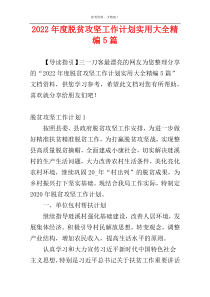 2022年度脱贫攻坚工作计划实用大全精编5篇