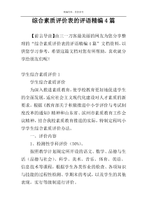 综合素质评价表的评语精编4篇