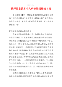 教师信息技术个人研修计划精编5篇