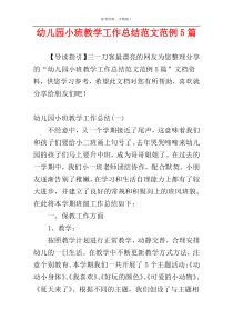幼儿园小班教学工作总结范文范例5篇