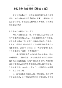 单位车辆自查报告【精编4篇】