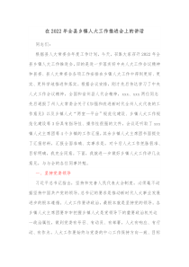 在2022年全县乡镇人大工作推进会上的讲话