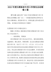 2022年度扫黑除恶专项斗争情况总结精编2篇