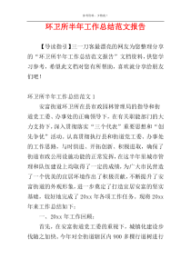 环卫所半年工作总结范文报告