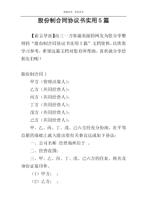 股份制合同协议书实用5篇