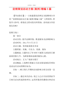 促销策划活动方案(案例)精编5篇