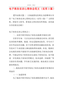 电子商务实训心得体会范文（实用3篇）