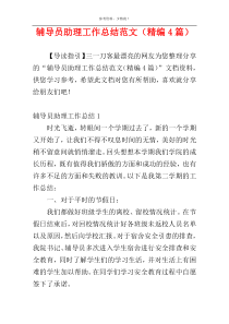 辅导员助理工作总结范文（精编4篇）