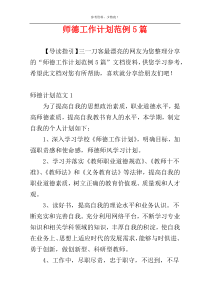 师德工作计划范例5篇