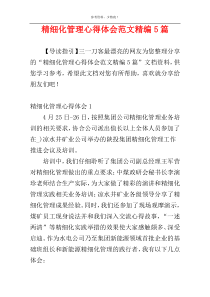 精细化管理心得体会范文精编5篇