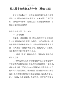 幼儿园小班班级工作计划（精编4篇）