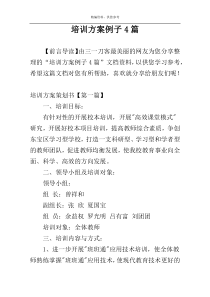 培训方案例子4篇