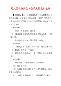 幼儿园小班安全《会咬人的电》教案