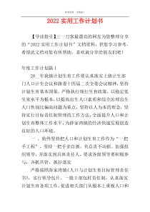 2022实用工作计划书