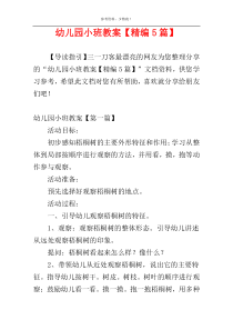 幼儿园小班教案【精编5篇】
