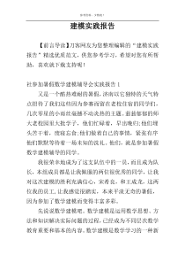 建模实践报告