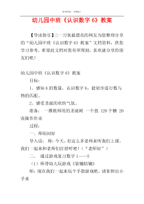 幼儿园中班《认识数字6》教案