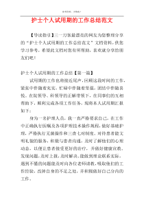 护士个人试用期的工作总结范文