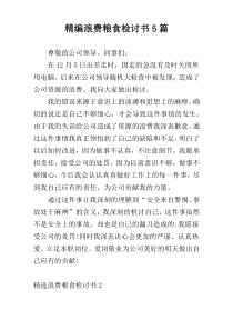 精编浪费粮食检讨书5篇