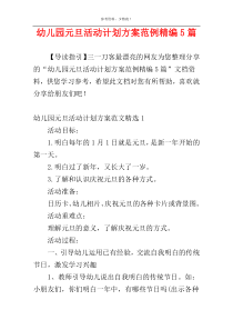 幼儿园元旦活动计划方案范例精编5篇