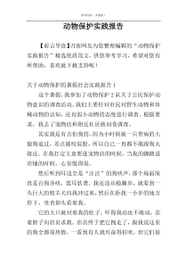 动物保护实践报告