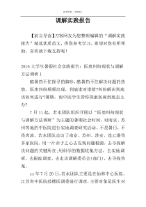 调解实践报告