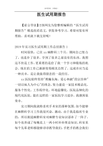 医生试用期报告