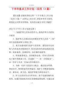 下半年重点工作计划（实用（3篇）