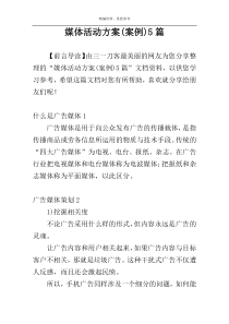 媒体活动方案(案例)5篇