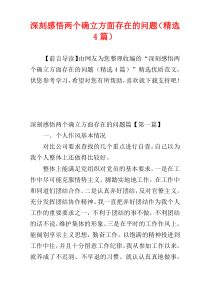 深刻感悟两个确立方面存在的问题（精选4篇）