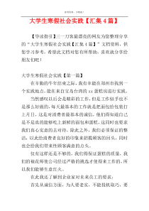 大学生寒假社会实践【汇集4篇】