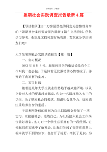 暑期社会实践调查报告最新4篇