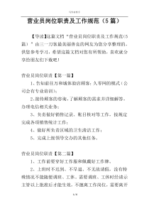 营业员岗位职责及工作规范（5篇）