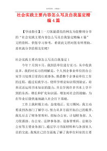 社会实践主要内容怎么写及自我鉴定精编4篇