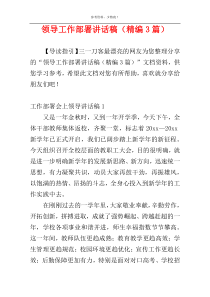 领导工作部署讲话稿（精编3篇）