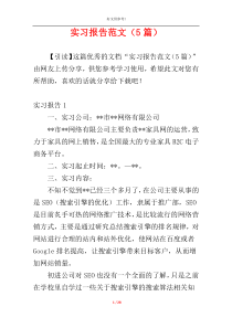 实习报告范文（5篇）