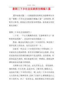 暑期三下乡社会实践报告精编5篇