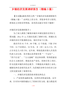乡镇经济发展调研报告（精编3篇）