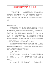 2022年度销售的个人计划