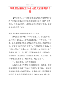 环境卫生整治工作总结范文实用范例5篇