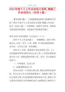 2022年度个人工作总结范文范例_精编工作总结范文（实用4篇）