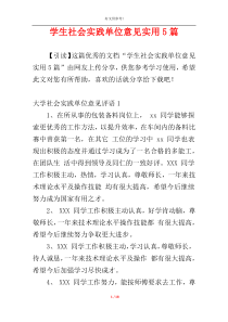 学生社会实践单位意见实用5篇