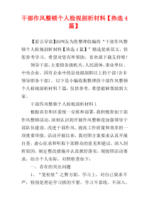干部作风整顿个人检视剖析材料【热选4篇】