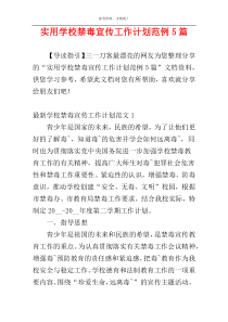 实用学校禁毒宣传工作计划范例5篇