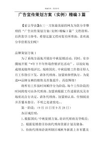 广告宣传策划方案（实例）精编3篇